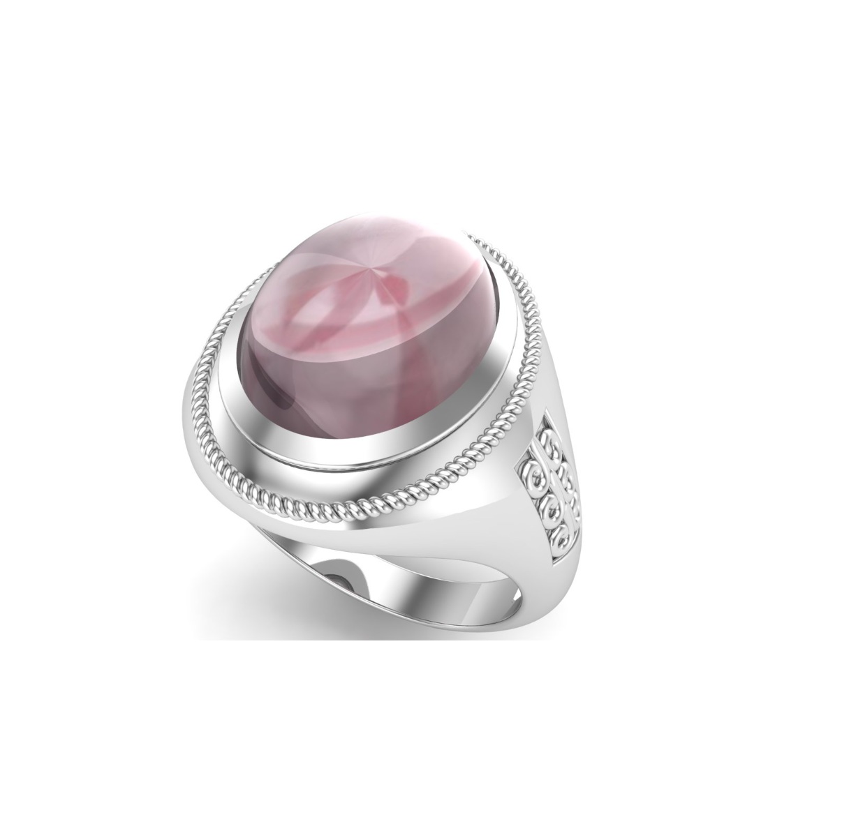 Bague quartz rose argent Christina